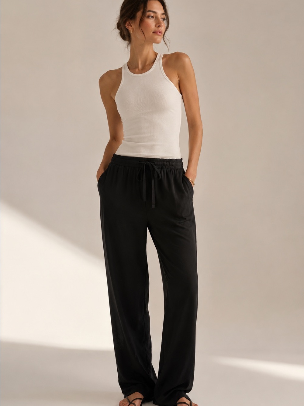 Ramy Brook Allyn Quietluxury Women's Black Drawstring Lounge Pants